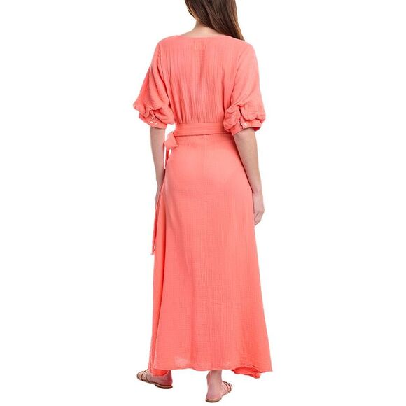3 4 sleeve floral maxi dress Ivory Floral Wrap Maxi Dress with 3/4 Sleeves